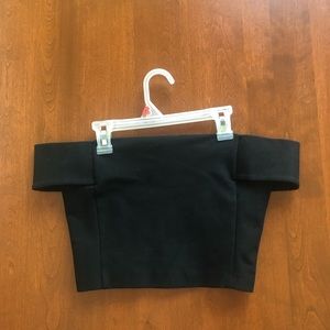 Black Off the Shoulder Crop Top